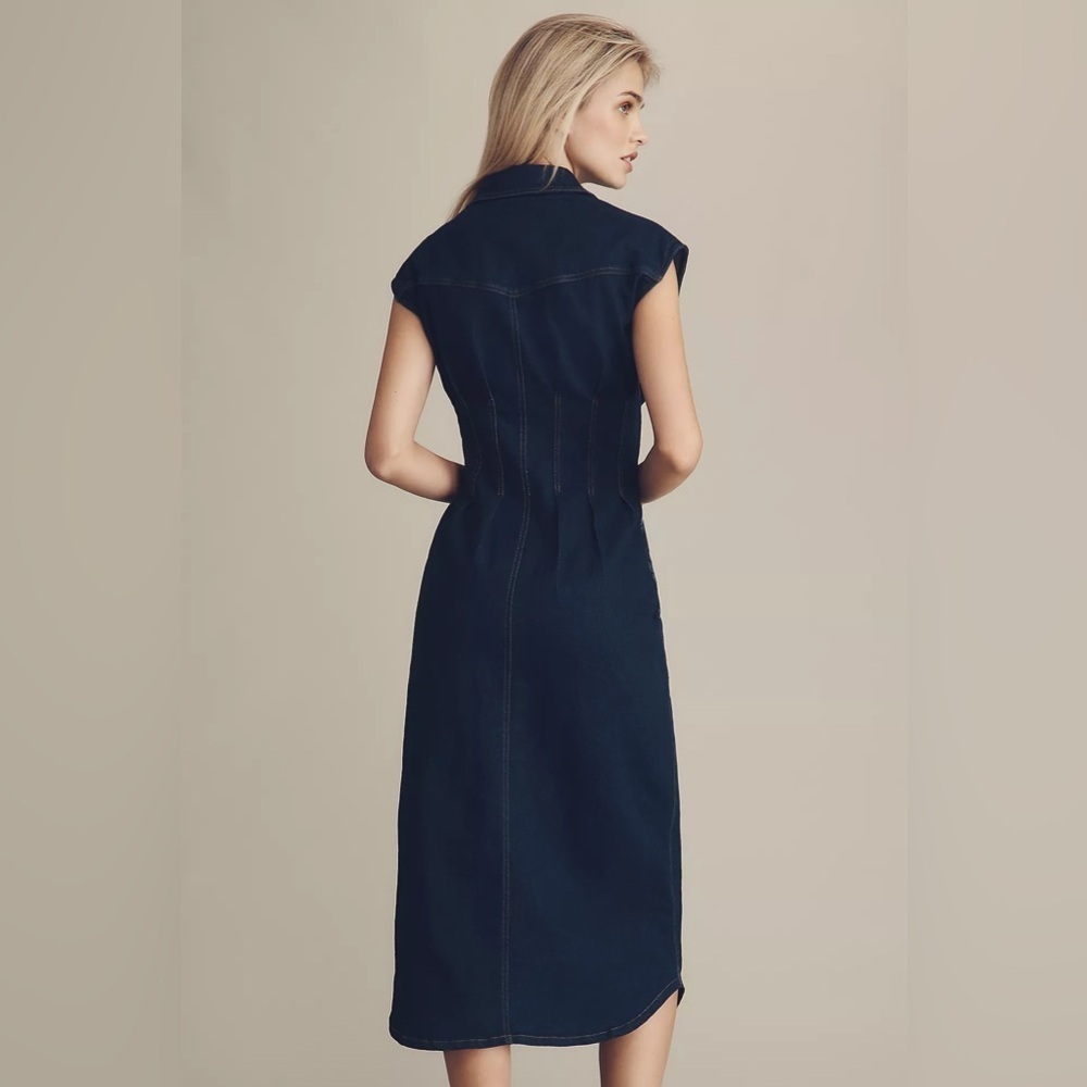 NWT! Anthropologie En Saison Eliana Sleeveless Midi Shirt Dress - Size Medium 🧱 - Picture 3 of 4
